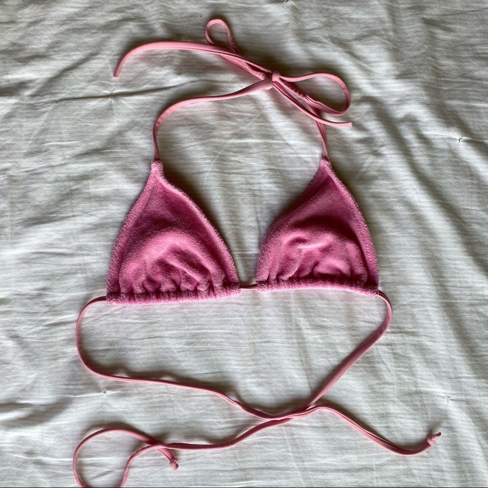 KENDALL & KYLIE pink terry triangle bikini top
